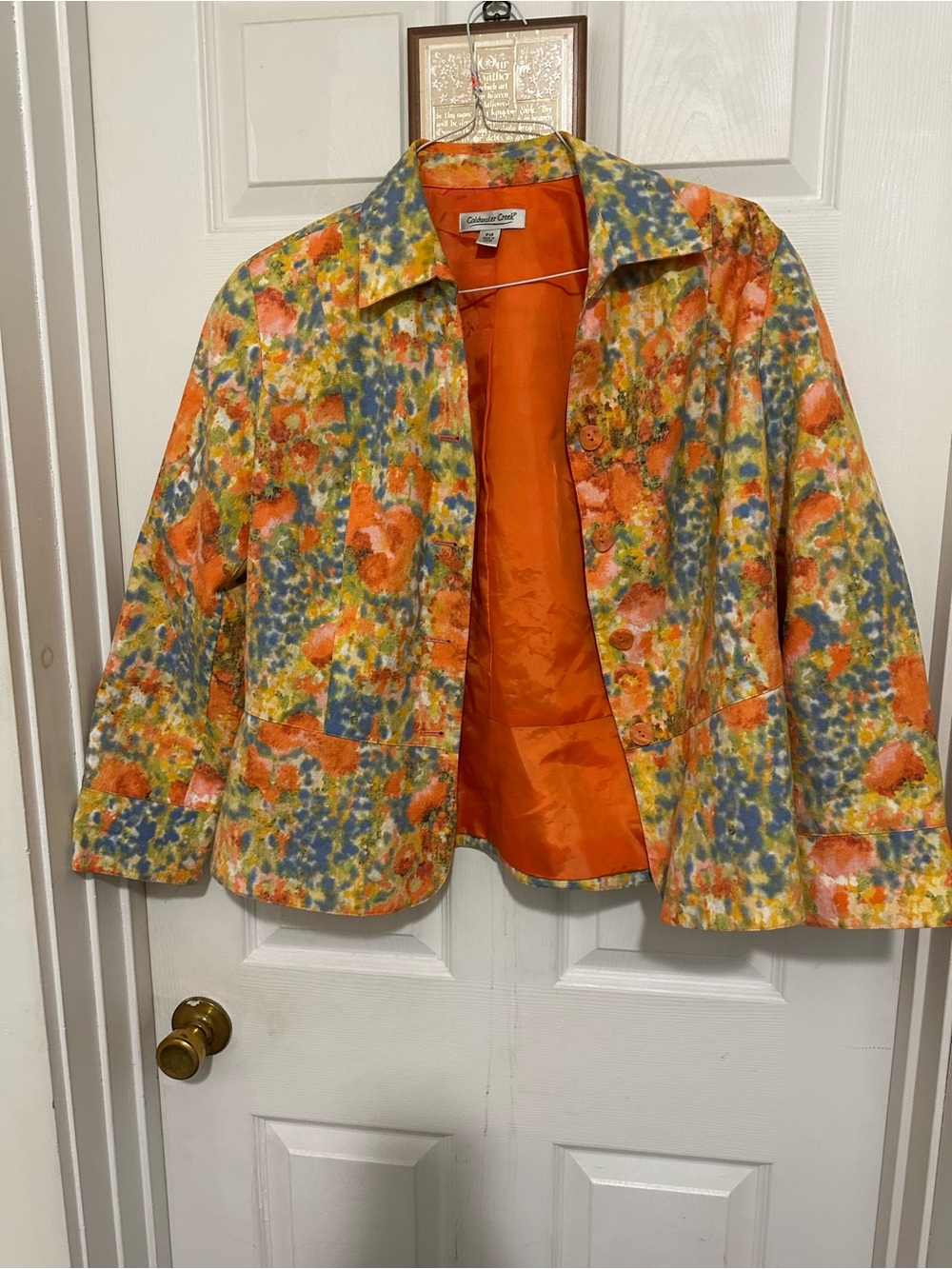 Sandra Darren Orange Multi Floral Blazer Jacket